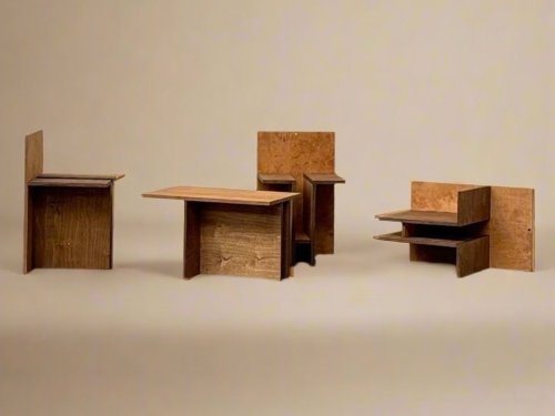 Multi-functional furniture system concept uses just six wooden panels