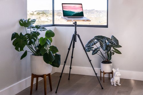 This tripod-inspired adjustable desk goes from sitting to standing while working from home!