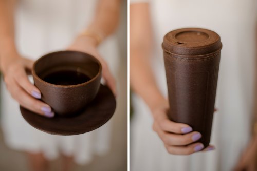 These cups are made from recycled coffee waste. They’re reusable, shatter-proof, and smell like coffee!