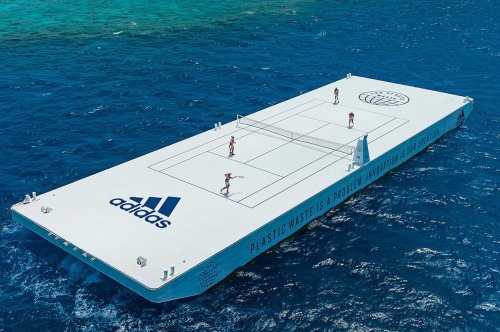 Adidas and Parley build a recycled plastic tennis court to float over the Great Barrier Reef - Yanko Design