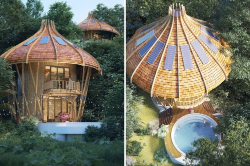 These Mushroom-shaped duplex villas with their own swimming pool offer the ultimate glamping experience