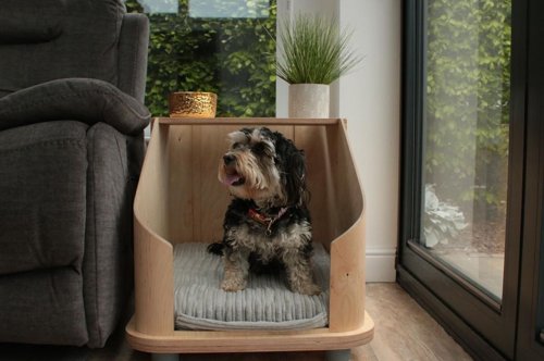 Doze side table lets your dog stay beside you while you work