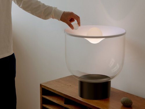Glass Lamp with Fabric Cover Transforms Lighting into a Mindful Ritual