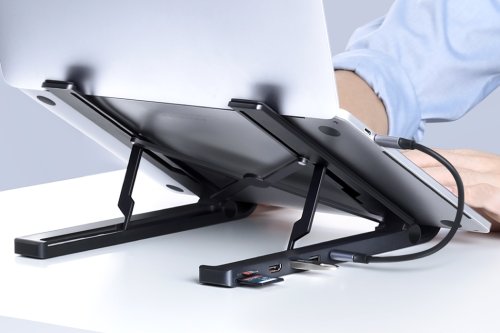 This laptop stand with a built-in multi-port hub ‘elevates’ your user experience in more ways than one!