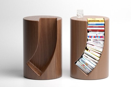 Bookgroove is a unique bookshelf and side table in one