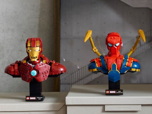 LEGO Marvel mini bust collection debuts Iron Man MK4 and Iron Spider sets for $60 each