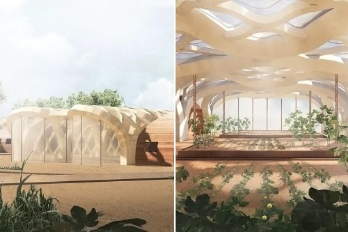 These origami greenhouses reduce plastic waste using a sustainable material: inflatable bamboo!