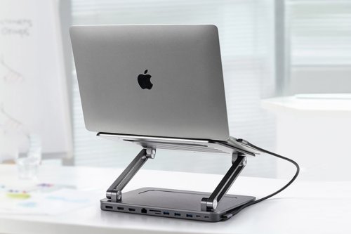 World’s first 13-in-1 USB-C hub meets an ergonomic laptop stand to amplify your work experience!