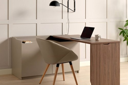This sideboard swings at 90 degrees to form a work from home desk & function as a flexible storage solution