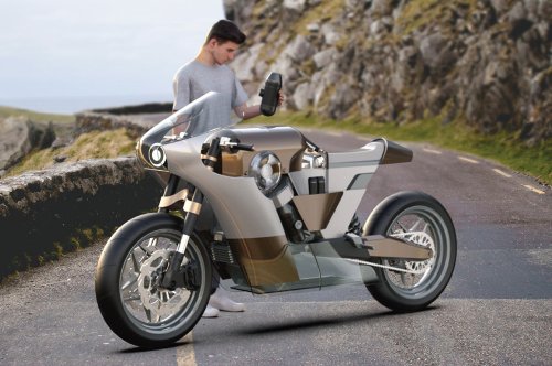 A literal Café Racer with integrated coffee grinder harnesses dissipates engine heat to brew cup of joe