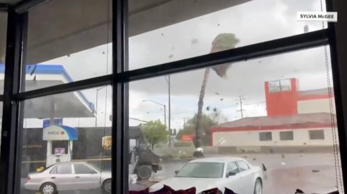 Video shows moment teacher sucked out of classroom during rare California tornado