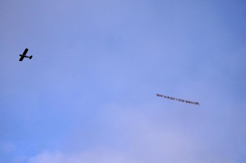 This is what the banner which flew over Elland Road before the Leeds v Newcastle match read