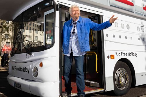 Sir Richard Branson spotted on a double decker bus-turned ship