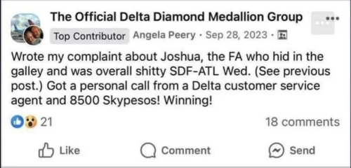 Major Backlash Against Woman Who Tattled on Delta Flight Attendants In Bid to Get Skymiles