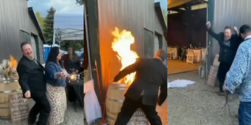 Wedding Video Shows ‘Drunk’ Guest Setting Venue On Fire Before Dancing Away