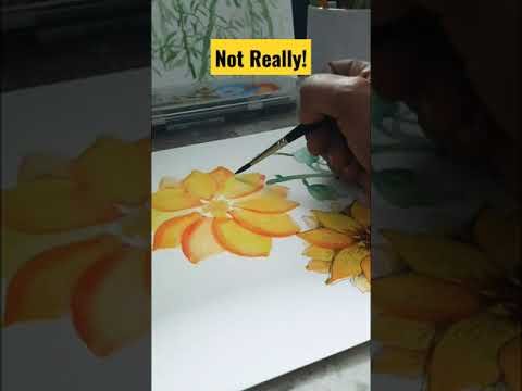 Sunflowers with Watercolour and Ink #Shorts #shortvideos #flowerart
