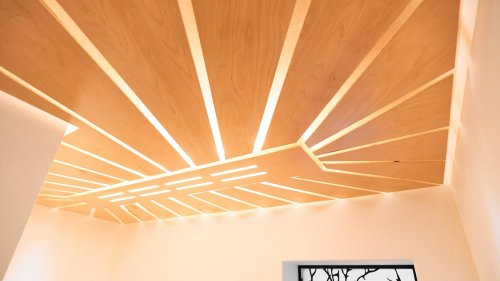 Making a Wood Panel Ceiling with Lighting - Sunburst Pattern