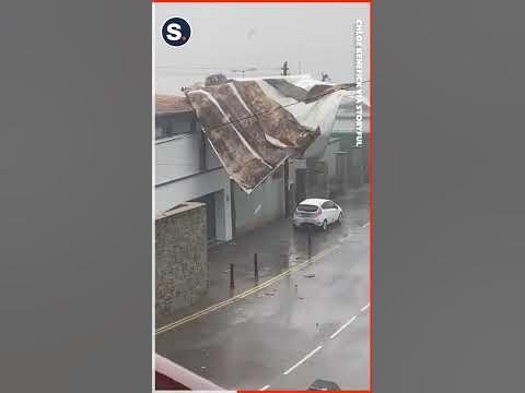 Roof Ripped Off Building as Storm Agnes Hits Ireland