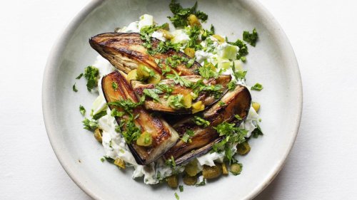 Minz-Aubergine mit Gurkenjoghurt: Oh, oh, Aubergine