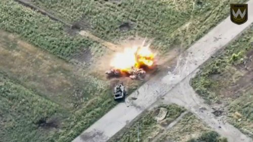 Moment Russian BMP Drives Over Anti-Tank Mine In Donbas Before Crew Abandons It And Flees