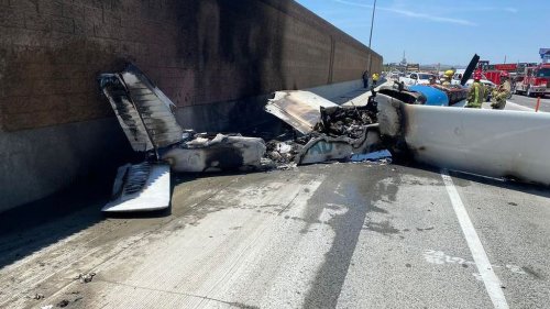 Terror Ensues As Plane Clips Truck During Freeway Crash